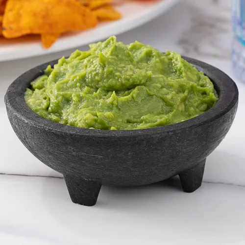 Vista 3 de Restaurantware -Cuenco para salsa de 4 onzas, 1 cuenco Molcajete de diseño de 3 patas, apto para microondas, lavavajillas, recipiente de plástico