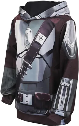 Vista 3 de Sudadera con capucha Din Djarin para niños, disfraz de cosplay para niños, sudadera estampada para Halloween