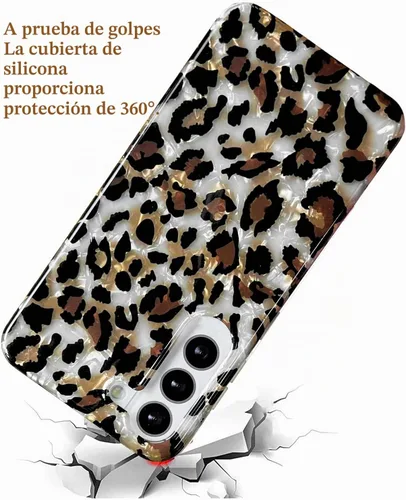 Vista 6 de J.west - Funda para Samsung Galaxy S23 de 6.1 pulgadas, elegante, brillante, translúcida y transparente, con estampado de leopardo y guepardo