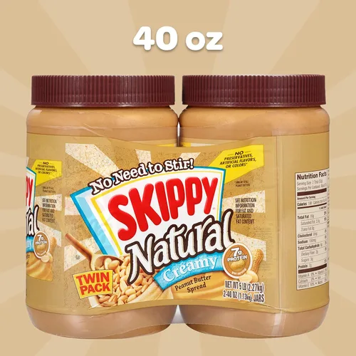 Vista 6 de [Usado] Skippy Paquete doble de mantequilla de maní cremosa natural, 5 libras