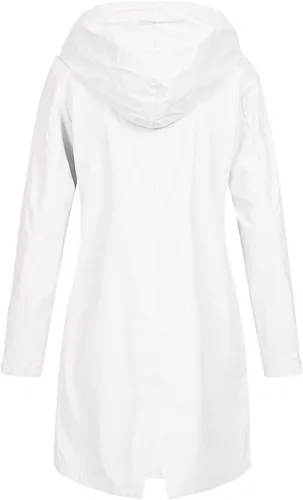 Vista 2 de Abrigos de lluvia para mujer, talla grande, impermeable, con capucha, rompevientos, ligero, bolsillos con cordón