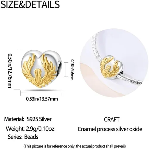 Vista 4 de CYCUFF Abalorios de plata de ley 925 adecuados para collares de dijes, pulseras, abalorios, joyería de regalo para mujer