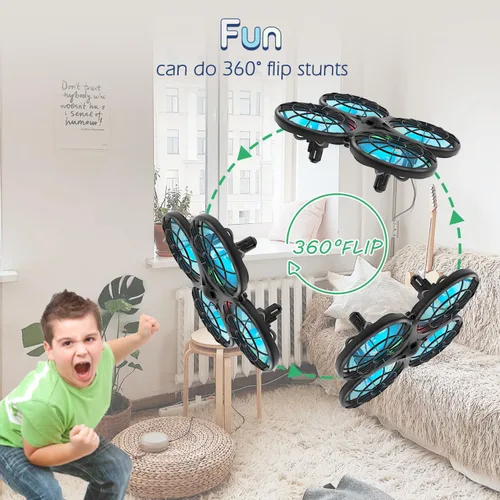 Vista 7 de Loolinn Drones para regalo para niños – Mini dron, dron RC con tecnología anticolisión automática, seguro para niños, fácil de volar, giro