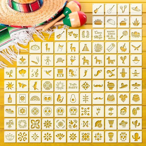 Vista 19 de 100 plantillas para pintar en madera, plantillas reutilizables para manualidades, plantillas de dibujo, papel de pared festivo para bricolaje, álbum