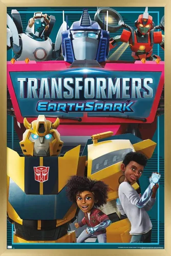 Vista 17 de Trends International Transformers: Earthspark - Póster de pared de grupo, 14.725 x 22.375 pulgadas, versión enmarcada de madera de granero