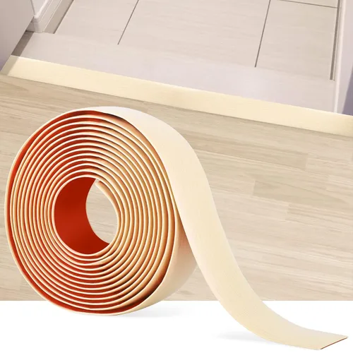 Vista 11 de Tira de transición de piso de 3.3 pies, autoadhesiva, cubierta de vinilo, tira de transición divisora plana, diseño de grano de madera para huecos