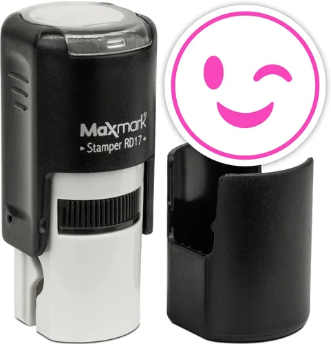 Vista 83 de MaxMark Sello de Emoji Autoentintado Redondo - Enojada - Tinta Negra