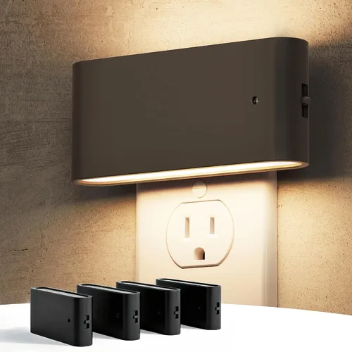 Vista 18 de L LOHAS LED - Luz nocturna LED, paquete de 2 luces nocturnas LED modernas enchufables en la pared con sensor de atardecer a amanecer, 0-100LM