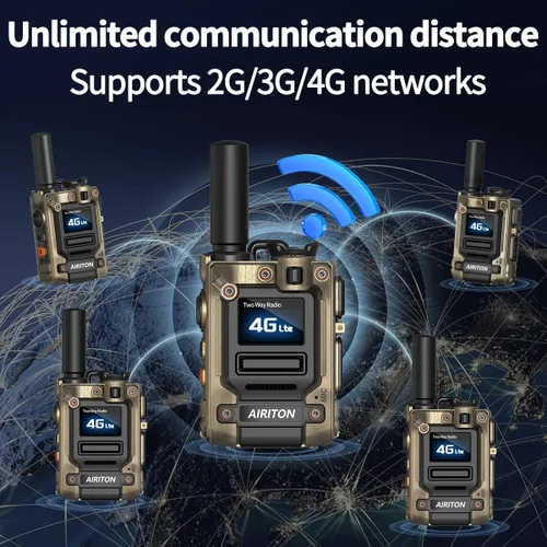 Vista 2 de Walkie Talkies Airiton Radios de alcance ilimitado en todo el país, 4G, larga distancia, 5000 millas, radio bidireccional POC de mano AI-G7 Push to