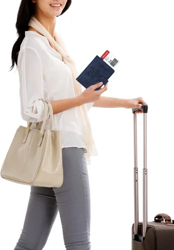 Vista 8 de WALNEW Funda para pasaporte funda para pasaporte tarjeta cartera E-azul marino Estilo E