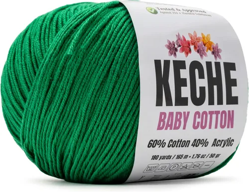 Vista 62 de Keche Hilo de Algodón, 60% Algodón 40% Hilo Acrílico, Hilo de Algodón Suave para Crochet y Tejer, Hilo Amigurumi 1 Madeja/Bola 1.76 Oz (50g) / 180
