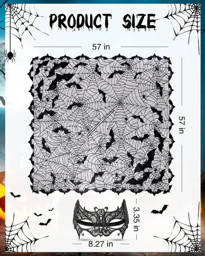 Vista 3 de Jeyiour Poncho de encaje de telaraña para mujer con máscara para Halloween