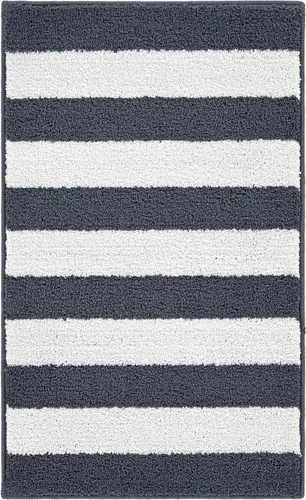 Vista 25 de Garland Rug Beach Stripe Basin - Alfombra de baño lavable a rayas azules, antideslizante, de secado rápido, suave y absorbente, lavable a máquina