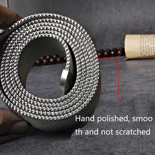 Vista 2 de Cinturón para hombre, cinturón de metal 3D con letras huecas automáticas con hebilla de acero inoxidable