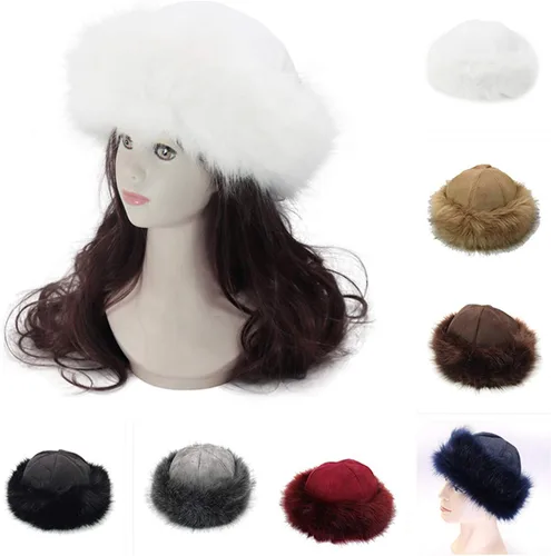 Vista 2 de Gorro de piel sintética para invierno, gorro de nieve, estilo ruso, cálido