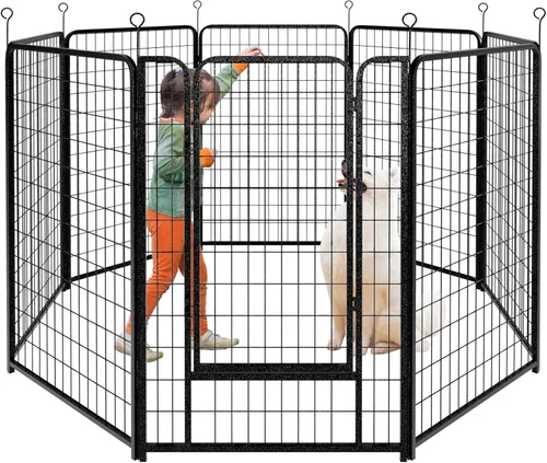 Vista 9 de Kfvigoho Corralito para perros para exteriores, extra ancho, 12 paneles de valla resistente para perros, 32 pulgadas de altura, antioxidante