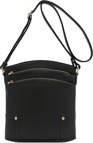 Vista 66 de Bolso cruzado grande con triple bolsillo con cremallera.