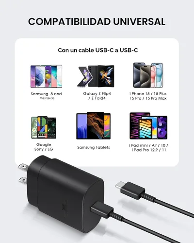 Vista 7 de AISNI Cargador USB C, paquete de 2 cargadores tipo C de 25 W, carga rápida con cable de carga USBC de 6 pies, carga de teléfono Android para Galaxy