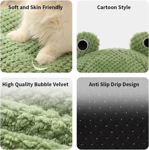 Vista 3 de Cama para gatos con capucha y diseño de rana, lavable para mascotas