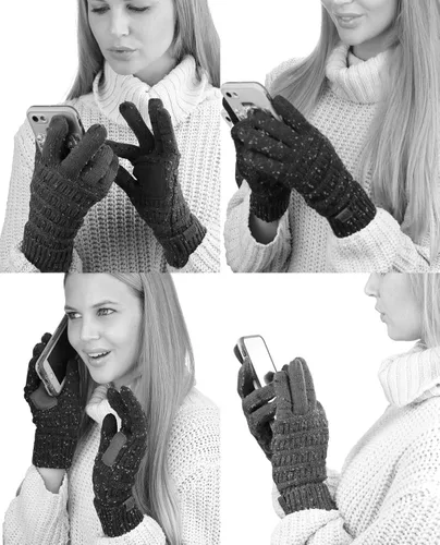 Vista 2 de CC Guantes de punto unisex para pantalla táctil cálidos antideslizantes