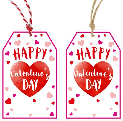 Vista 21 de Etiquetas de regalo de cumpleaños Anwyll - 50 piezas con cuerda para regalos, recuerdos de fiesta, baby shower - Etiquetas de papel con puntos