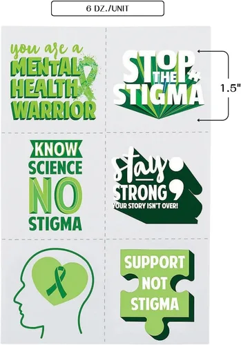 Vista 2 de Tatuajes temporales de concienciación sobre la salud mental - Accesorios de ropa - 72 piezas