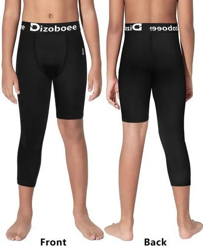 Vista 2 de Dizoboee Pantalones de compresión para niños y jóvenes, leggings de una pierna 34 para deportes, mallas de baloncesto para niños