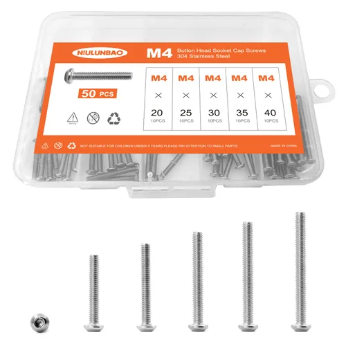 Vista 7 de Tornillos de cabeza de botón M3 x 4 mm, 6 mm, 8 mm, 10 mm, 12 mm, tornillos de cabeza de botón, acero inoxidable 304, totalmente roscado, unidad
