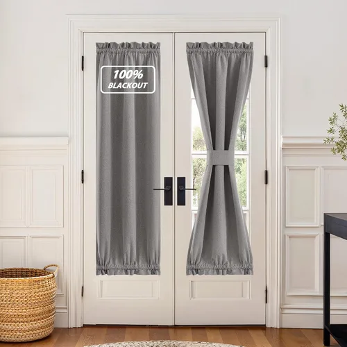 Vista 34 de NICETOWN Cortinas de Lino para Puerta Lateral - Cortinas Opacas con Aislamiento Térmico para Puerta Delantera Francesa para Sombra Pequeña
