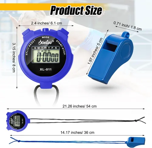 Vista 2 de Simgoing 48 piezas cronómetro digital temporizador de plástico silbato a granel para entrenadores deportivos, árbitro, reloj impermeable