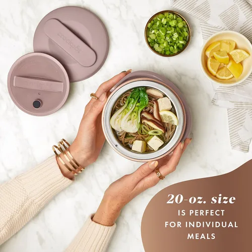 Vista 6 de Crock-Pot Fiambrera eléctrica y lonchera eléctrica, calentador de alimentos portátil para viajes, automóvil, para llevar, 20 onzas, rosa rubor
