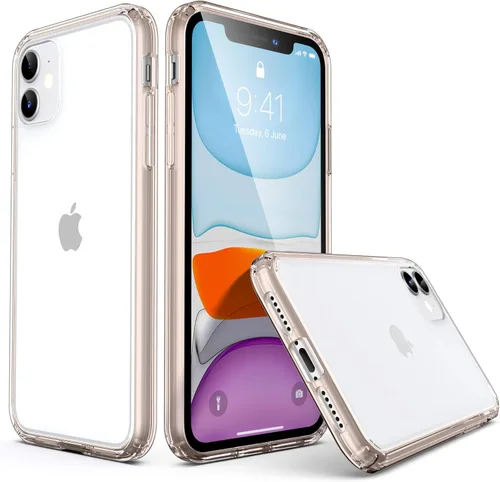 Vista 9 de ULAK Funda transparente compatible con iPhone 11 con borde de color, borde negro