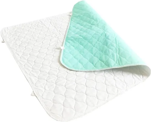 Vista 11 de Paquete de 2 almohadillas acolchadas de algodón, impermeables, extra absorbentes, para incontinencia, almohadillas lavables y reutilizables