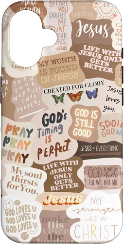 Vista 32 de Funda estética para iPhone 17 con frases positivas con versículos bíblicos cristianos