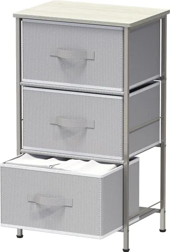 Vista 9 de Simple Houseware - Cómoda organizadora de cajones de almacenamiento de 2 niveles para mesita de noche, color marrón