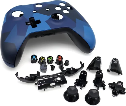 Vista 2 de Deal4GO Kit de carcasa completa con palanca/botones/parachoques RB LB/reemplazo de placa frontal para mando Xbox One azul