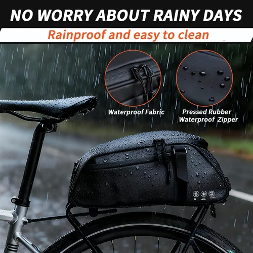 Vista 2 de Bolsa trasera para bicicleta reflectante, resistente al agua, bolsa de almacenamiento para maletero de bicicleta, bolsa de transporte para pecho