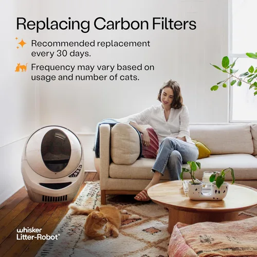 Vista 5 de Whisker - 3 filtros de carbono Litter-Robot - Paquete de 6 filtros de caja de arena, diseñado para robot de basura, absorbe olores y controla