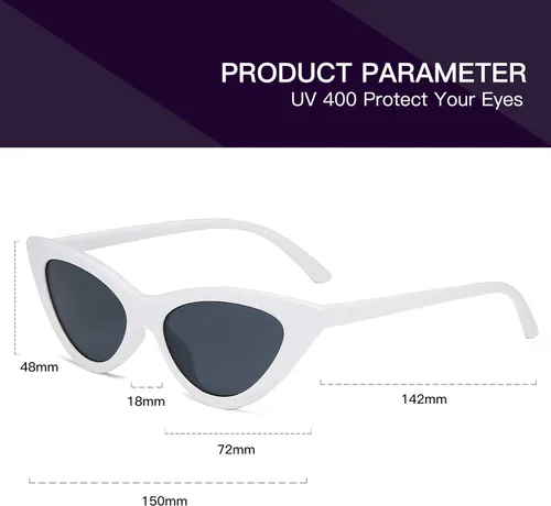 Vista 2 de Lentes de sol retro para mujer, con marco de plástico y diseño con estilo ojo de gato YOSHYA
