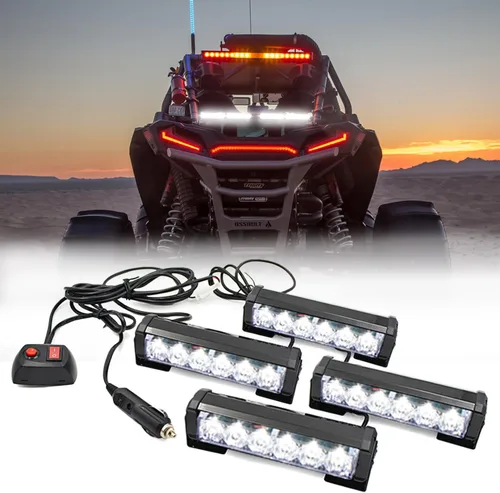 Vista 18 de 2 x 6 LED con 9 modos de advertencia para el tráfico - Luces estroboscópicas impermeables para auto, para interior, techo, salpicaderas, parabrisas