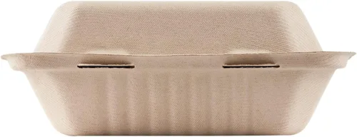 Vista 9 de KARAT EARTH Clamshell - Recipientes de alimentos para llevar (9 x 9 pulgadas, 200 unidades) Contenedores compostables para llevar, bagazo natural