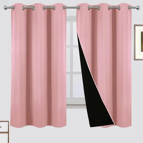 Vista 22 de LEMOMO Cortinas 100% opacas de 38 x 54 pulgadas, 2 paneles de oscurecimiento con aislamiento térmico para dormitorio