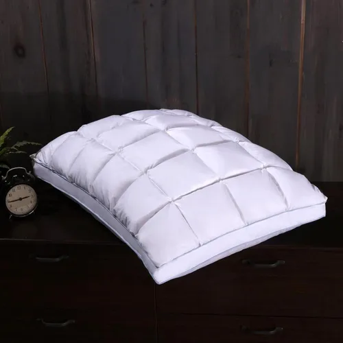 Vista 2 de Royal Bedding Abripedic - Almohada de mezcla de plumón de ganso con forma de pan francés, relleno plisado de plumón de ganso y parte inferior plana