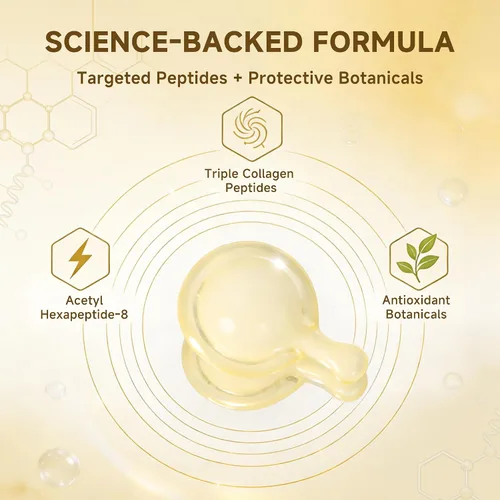 Vista 6 de Venrock Triple Collagen Peptide Cápsulas - Suero antienvejecimiento con acetil hexapéptido-8 Tratamiento reafirmante y antiarrugas para líneas