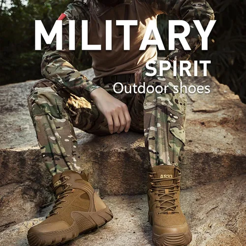 Vista 3 de Kervaky Botas tácticas militares para hombre, botas de trabajo, botas de desierto, botas duraderas, botas de senderismo, botas de combate, botas