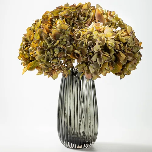 Vista 15 de TOPIA Flores de otoño de seda, hortensias secas artificiales, ramo de otoño, flores secas falsas para decoración del hogar (6 unidades)