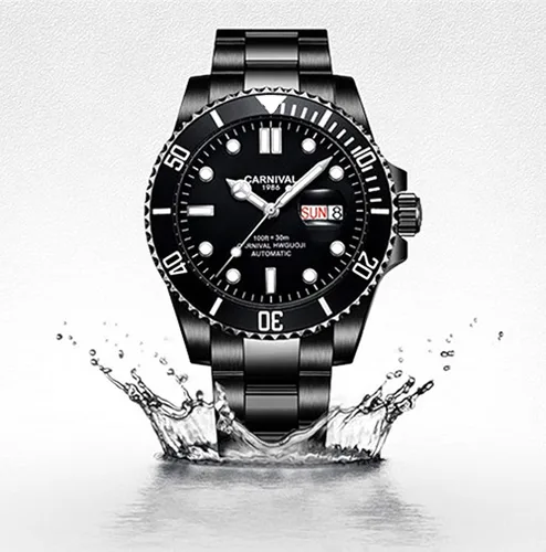 Vista 5 de MASTOP Reloj automático para hombre clásico con bisel giratorio analógico para hombre para buceo día y semana reloj de lujo