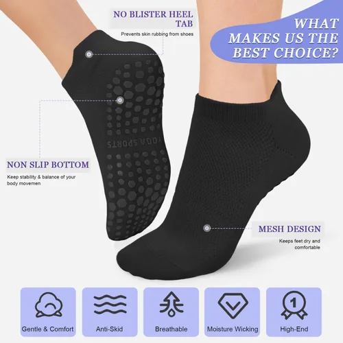 Vista 4 de YeuG 46 pares de calcetines de pilates para mujer - Calcetines antideslizantes para yoga, barre, hospital, descalza