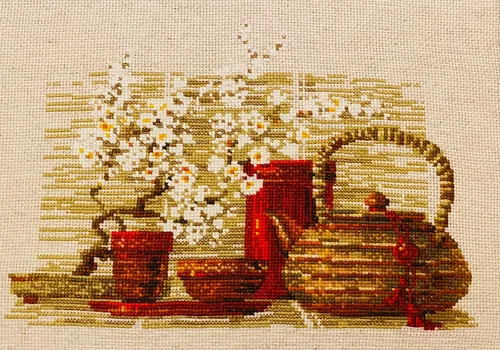 Vista 2 de Kit de punto de cruz con cuentas de té, 11.75 x 9.5 pulgadas, 14
