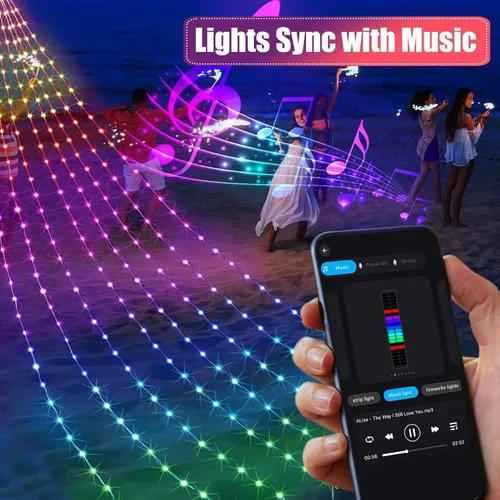 Vista 14 de Luces inteligentes para árbol de Navidad, línea colgante de 6.5 pies que va sobre el árbol, 200 luces LED que cambian de color multicolor